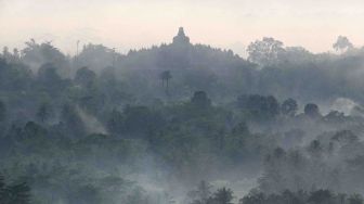 Wisata Punthuk Setumbu, Borobudur, Magelang, Jawa Tengah, Kamis (30/11). 