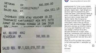 Viral! Lelaki Ini Posting Foto Struk ATM Berisi Rp1 Miliar