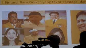 LSI memaparkan survei terbaru dengan tema " Golkar Setelah Airlangga Ketum" di kantor Lingkaran Survei Indonesia, Rawamangun, Jakarta, Kamis (14/12).