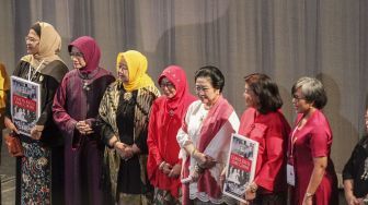 Perayaan hari ulang tahun Presiden ke-5 RI Megawati Soekarnoputri ke-71 di Teater Taman Ismail Marzuki, Jakarta, Selasa (23/1).