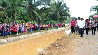 Jokowi Tinjau Program Padat Karya Tunai di Dharmasraya