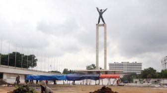  Revitalisasi Lapangan Banteng, di Jakarta, Jumat (16/3).