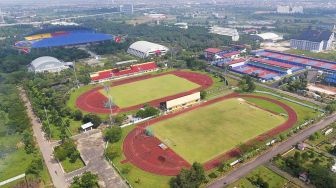 Komplek olahraga Jakabaring Sport City (JSC) di Palembang, Sumatra Selatan, Kamis (12/4).