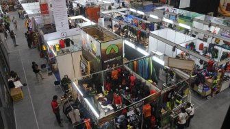 Pameran Indonesia Outdoor Festival (Indofest) 2018 di Hall B Jakarta Convention Center (JCC), Jakarta, Jumat (4/5). 