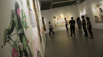 Pameran Seni Rupa Kontemporer Indonesia Manifesto 6.0 : Multipolar di Galeri Nasional, Jakarta, Sabtu (5/5).