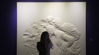 Pameran Seni Rupa Kontemporer Indonesia Manifesto 6.0 : Multipolar di Galeri Nasional, Jakarta, Sabtu (5/5).