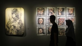 Pameran Seni Rupa Kontemporer Indonesia Manifesto 6.0 : Multipolar di Galeri Nasional, Jakarta, Sabtu (5/5).