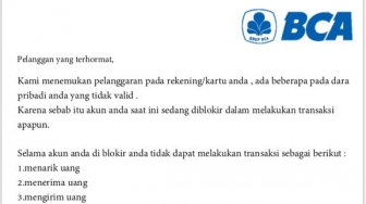 BCA Pastikan Surat Edaran Blokir Akun Hoax