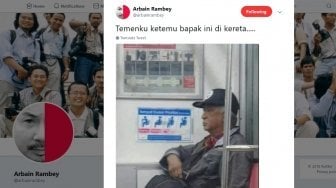 Viral Foto Kakek Mirip Soeharto di Bangku Prioritas KRL