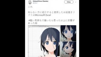 Keren... Lelaki Jepang Ini Gambar Anime dengan Microsoft Excel