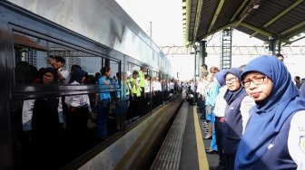 Gerbong kereta mewah jenis 'sleeper' di Jakarta, Selasa (12/6). 