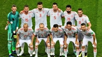 Tim Spanyol yang menghadapi Portugal di Fisht Stadium. Jonathan NACKSTRAND / AFP 
