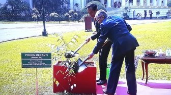 PM Mahathir Mohamad Tanam Pohon Bersama Jokowi di Istana Bogor