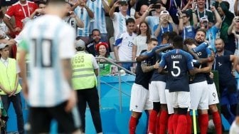 Suasana pertandingan antara Prancis vs Argentina di babak 16 Besar Piala Dunia 2018 di Kazan Arena, Kazan, Rusia, Sabtu (30/6/2018). [Anadolu]