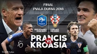 Susunan Pemain Prancis vs Kroasia di Final Piala Dunia 2018