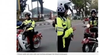 Hanya di Bukittinggi : Polwan Cantik Naik Motor Antik