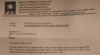 Beredar Surat PAN Kepulauan Riau Dukung Jokowi di Pilpres 2019