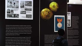 Pameran yang menampilkan perjalanan Indonesia pertama kali menjadi tuan rumah Asian Games IV pada tahun 1962 tersebut berlangsung 12 Agustus - 9 September 2018. [Suara.com/Muhaimin A Untung]