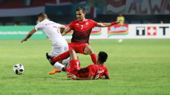 Dalam pertandingan tersebut Timnas Indonesia kalah 1-2 dari Palestina.[Suara.com/Oke Dwi Atmaja]