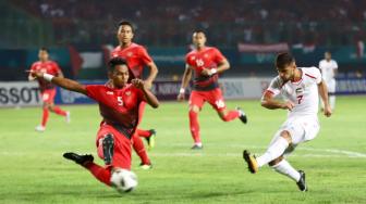 Dalam pertandingan tersebut Timnas Indonesia kalah 1-2 dari Palestina.[Suara.com/Oke Dwi Atmaja]