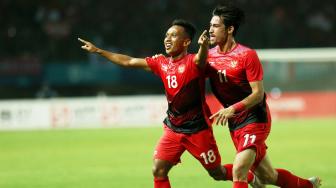 Dalam pertandingan tersebut Timnas Indonesia kalah 1-2 dari Palestina.[Suara.com/Oke Dwi Atmaja]