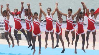 Indonesia berhasil meraih medali emas disusul Uzbekistan dengan medali perak dan Hong Kong dengan medali perungu. ANTARA FOTO/INASGOC/Zabur Karuru
