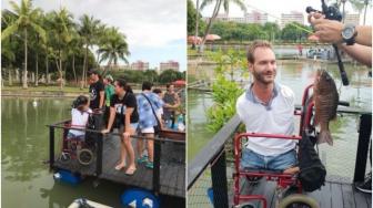 Wow, Motivator Nick Vujicic Memancing Ikan di Kolam Ini