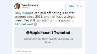 Unik! Sudah 7 Tahun Akun Twitter Apple Bersih dari Cuitan