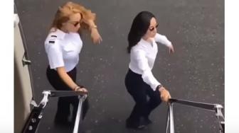 Viral! Pilot Perempuan dan Pramugari Kiki Challenge di Pesawat