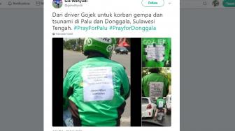 Bikin Haru, Ini Aksi Mulia Ojek Online untuk Korban Gempa Sulawesi