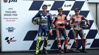 Marquez Raih Pole, Rossi Start dari Posisi Dua di Buriram