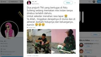 Lihat Foto Prajurit TNI di Palu, Warganet Sedih