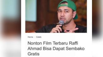 Nonton Film Raffi Ahmad Dapat Sembako, Warganet: Nggak Laku, Ya?