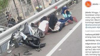 5 Gadis ABG Naik Motor Masuk Jalan Tol Tomang, Tabrak Mobil