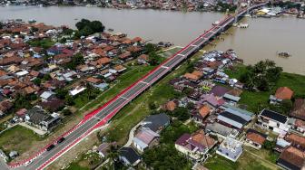 Foto udara Jembatan Musi IV Palembang, Sumatera Selatan, Jumat (7/12). [ANTARA FOTO/Nova Wahyudi]