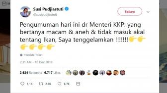 Bikin Menteri Susi Kesal, Ini Cuitan Kocak Warganet Tanyakan Soal Ikan