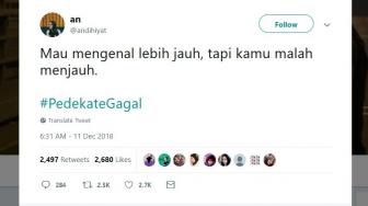 Bikin Ngakak, Begini Cuitan Warganet Bertagar #PedekateGagal