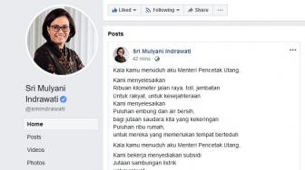 Disebut Menteri Pencetak Utang, Sri Mulyani Kirim Puisi di Facebook