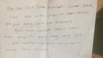 Sebelum Gantung Diri di Kostan Teman, Sopir Taksi Ini Tulis Surat Isinya...