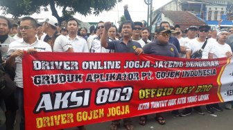 Demo PTGI, Driver Gojek di Yogyakarta Tuntut Tiga Hal Ini