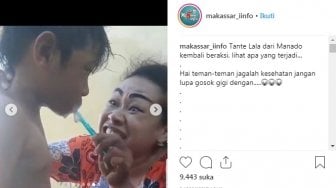 Ada-ada Aja, Emak-emak Manado Sikat Gigi Anak Sambil Live di Medsos