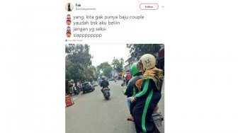 Kompak Kembaran, Baju Customer dan Driver Ojol Ini Curi Perhatian Warganet