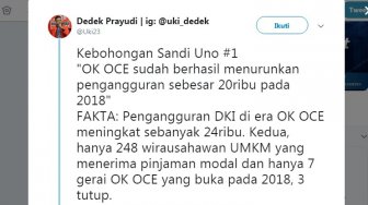 PSI Bongkar 2 Kebohongan Sandiaga Uno yang Klaim Keberhasilan OK OCE