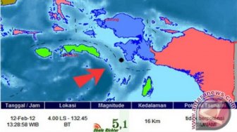 Fakfak Diguncang Gempa Bumi Berkekuatan 3,8 SR