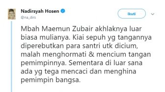 Mbah Moen Cium Tangan Jokowi, Kicauan Gus Nadir Bikin Terharu