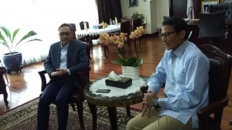 Jelang Pencoblosan, Sandiaga Temui Ketua MPR