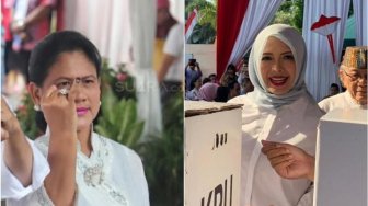 Beda Gaya Iriana Jokowi dan Nur Asia Uno Saat Nyoblos, Salfok Sama Lipstik