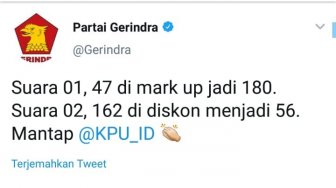 Partai Gerindra Unggah Bukti Dugaan Mark Up Suara Jokowi di Sejumlah TPS