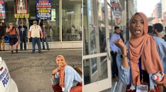 Tanggapi Protes Anti-Islam, Wanita Berhijab Ini Selfie di Depannya