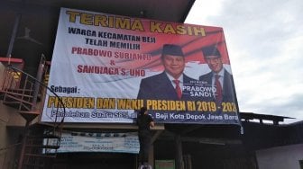 Baliho Ucapan Terimakasih Prabowo - Sandiaga, DEEP: Bakal Terus Menjamur